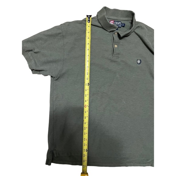 Chaps Ralph Lauren Mens Large Olive Green Pique Short Sleeve Polo Shirt Cotton - Picture 5 of 9